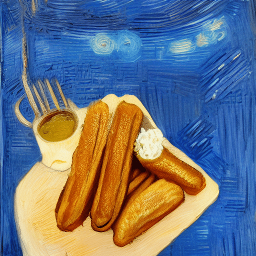 La imagen debe representar cálculos energéticos de calorías en churros
