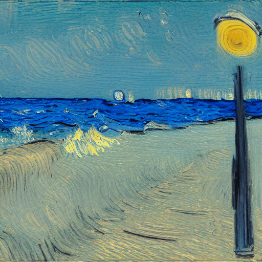 La imagen debe representar una escena de playa con altavoces que muestran niveles de volumen más bajos debido a leyes y ordenanzas municipales