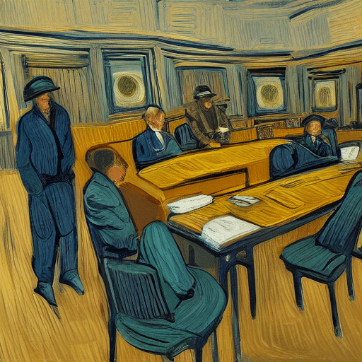 La imagen debe representar una escena de corte con un juez y abogados, representando la necesidad de la adhesión a las directrices legales al grabar conversaciones durante los juicios.