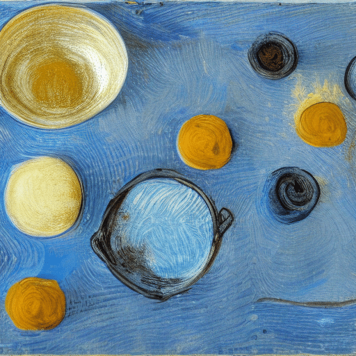 La imagen debe representar el proceso de limpieza de una olla quemada usando diversos artículos y técnicas del hogar sin causar ningún daño a su superficie.